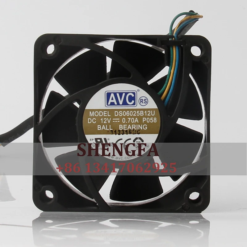 

AVC Case cooling fan 4-wire temperature control CPU heat dissipation DC12V 0.7A EC AC 60x60x25mm 6cm 6025 DS06025B12U