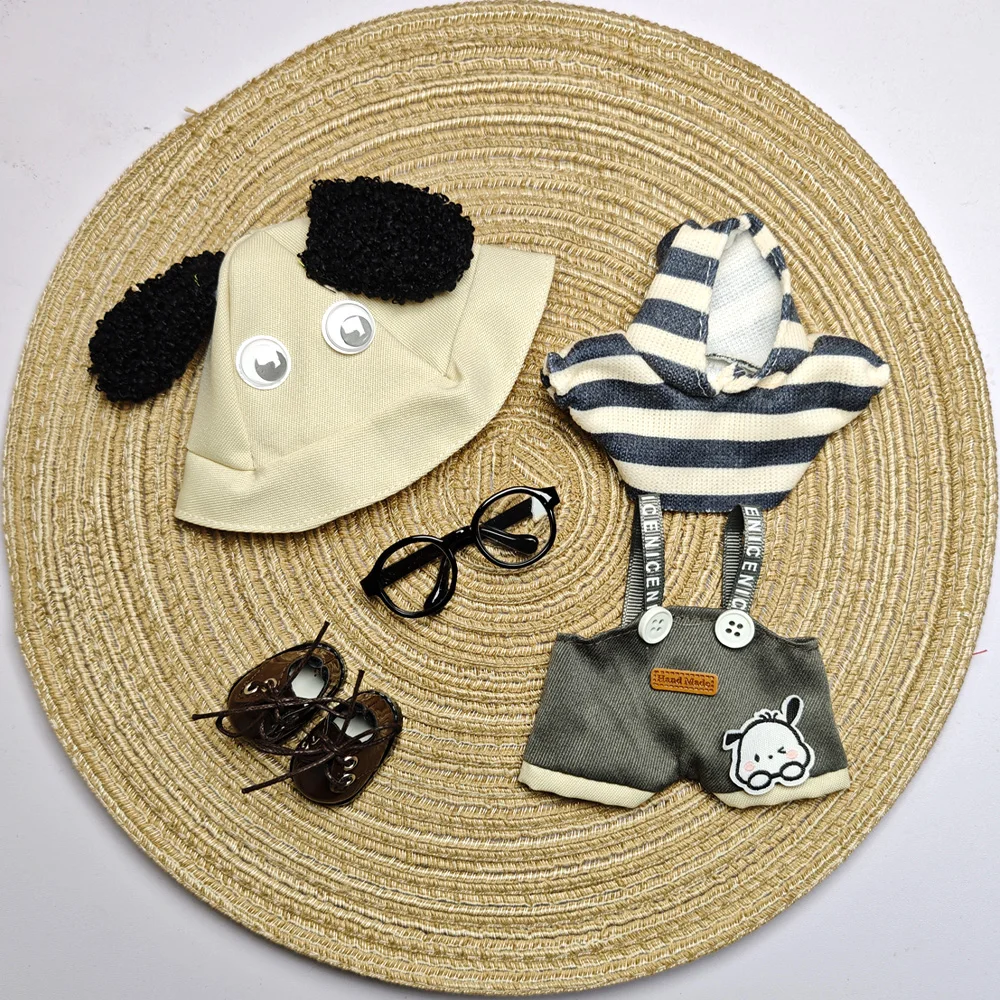 thumbnail image 1 of Ropa y accesorios para minimuñecos de peluche de 17 cm para Kpop coreano Exo Labubu Idol, ropa a rayas, ojos, zapatos, traje, regalo, 1 of 5