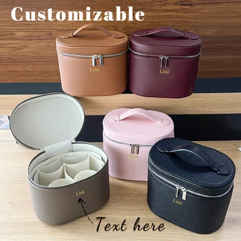 Borsa Cosmetica da Viaggio Personalizzabile con Nomi e Lettere, Grande Capacità in Pelle PU con Scomparto Interno