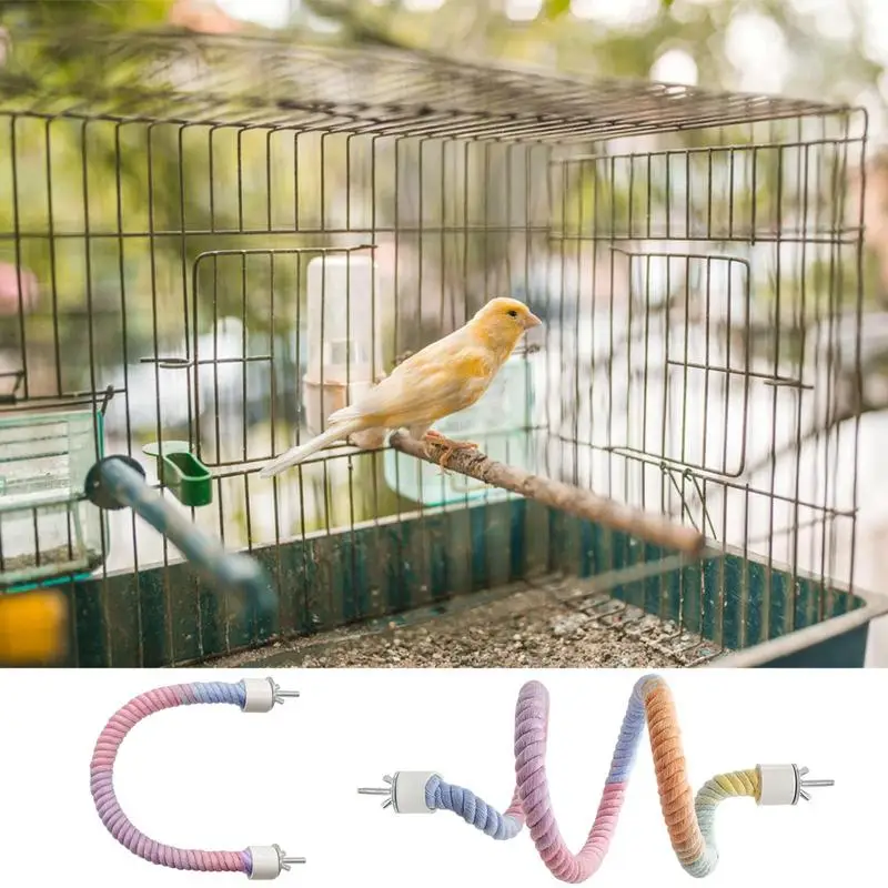 

Colorful Bird Rope Swing Parrot Toys climbing Rope birds Perch Stand bite resistant Chewing toy Standing Toy Cage Accessories