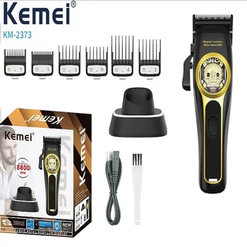 Kemei tondeuse à cheveux professionnelle moteur à lévitation magnétique 8800 tr/min Base de charge tondeuse à cheveux tondeuse à cheveux pour hommes KM-2373