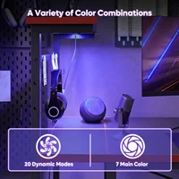 NOST&HOST 51.3" Gaming Desk for PC/Computer with LED, 4 Tiers, Storage, Hooks & Adjustable Shelf (Black Carbon Fiber) 3