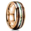 Bagues en titane et acier pour hommes, couleur violette, incrustation de coquille d'ormeau colorée, anneaux en acier inoxydable pour hommes, bijoux de mariage