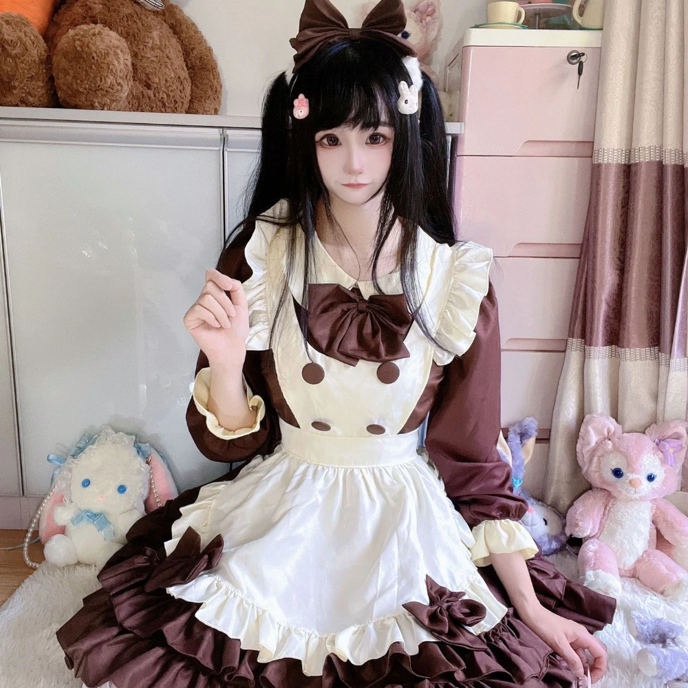 

Japanese Anime Cafe Maid Outfit Cute Sexy Erotic Kawaii Girls Dress Role Paly Games 4pc Set Maid Lolita Cosplay Costume Women