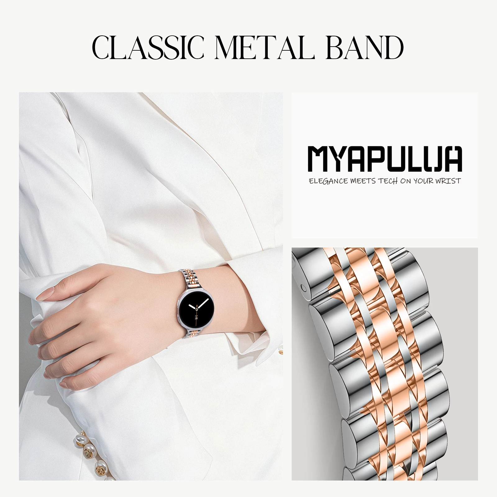 Slim Stainless Steel Metal Strap - Elegant Thin Bracelet