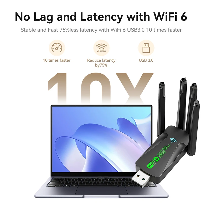 WiFi 6 AX900 USB 어댑터 블루투스 5.4 듀얼 밴드 2.4G 5G 4 안테나 WiFi6 USB 네트워크 리시버 동글 드라이버 프리 윈도우 10/11