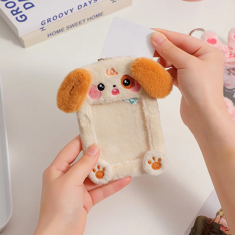 

3 Inch Plush Card Cover Holder Keychain ID Credit Case Protector Case Star Chasing Pendant Photo Card Holder Cartoon Sweet INS