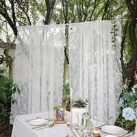 Curtains Suitable for Filtering Light in Living Room Windows, One Piece Set White French Lace Semi Transparent Rod 2