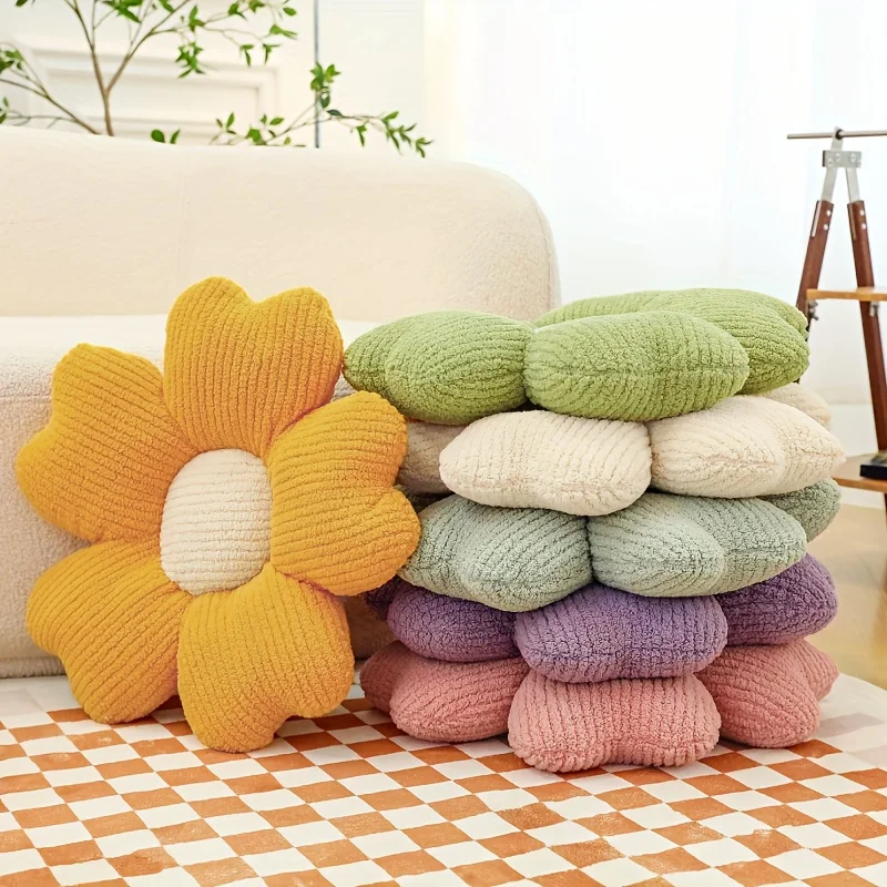 Floral Knit Seat Cushion,Soft Breathable Five-Petal Flower Design, Washable Home Decor for Sofa, Dining Chair, or Table