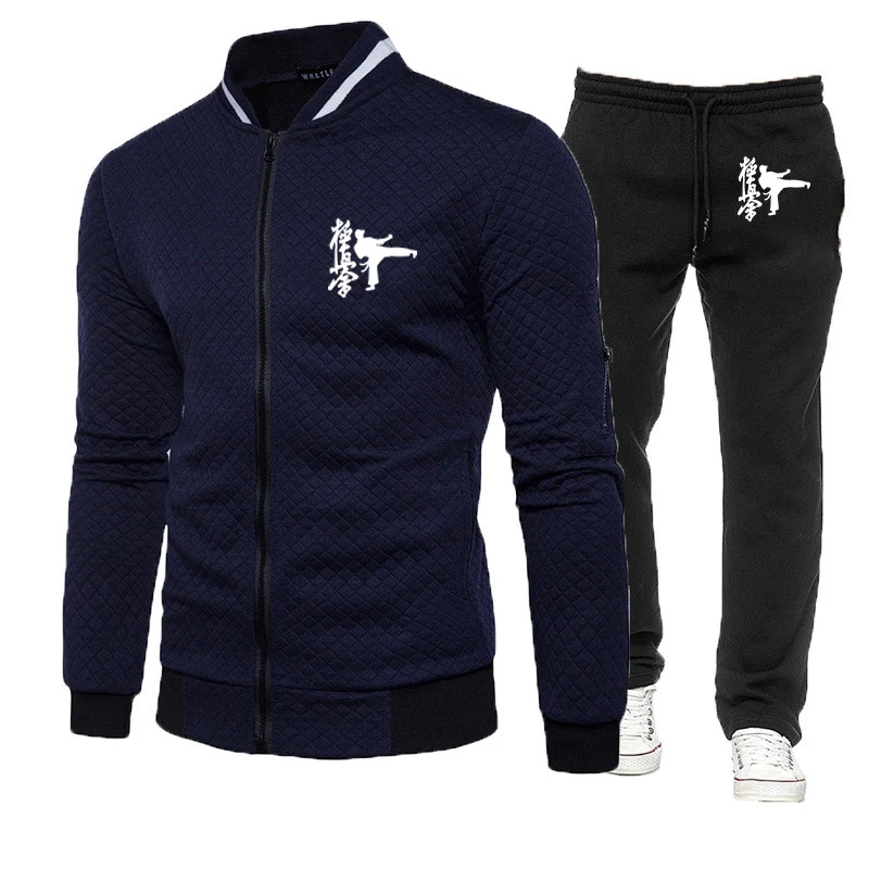 Kyokushin Karate Printing Fashion 2023 New Men's Spring and Autumn Slim-fit Long-sleeved Sportswear Pants 2-piece Set