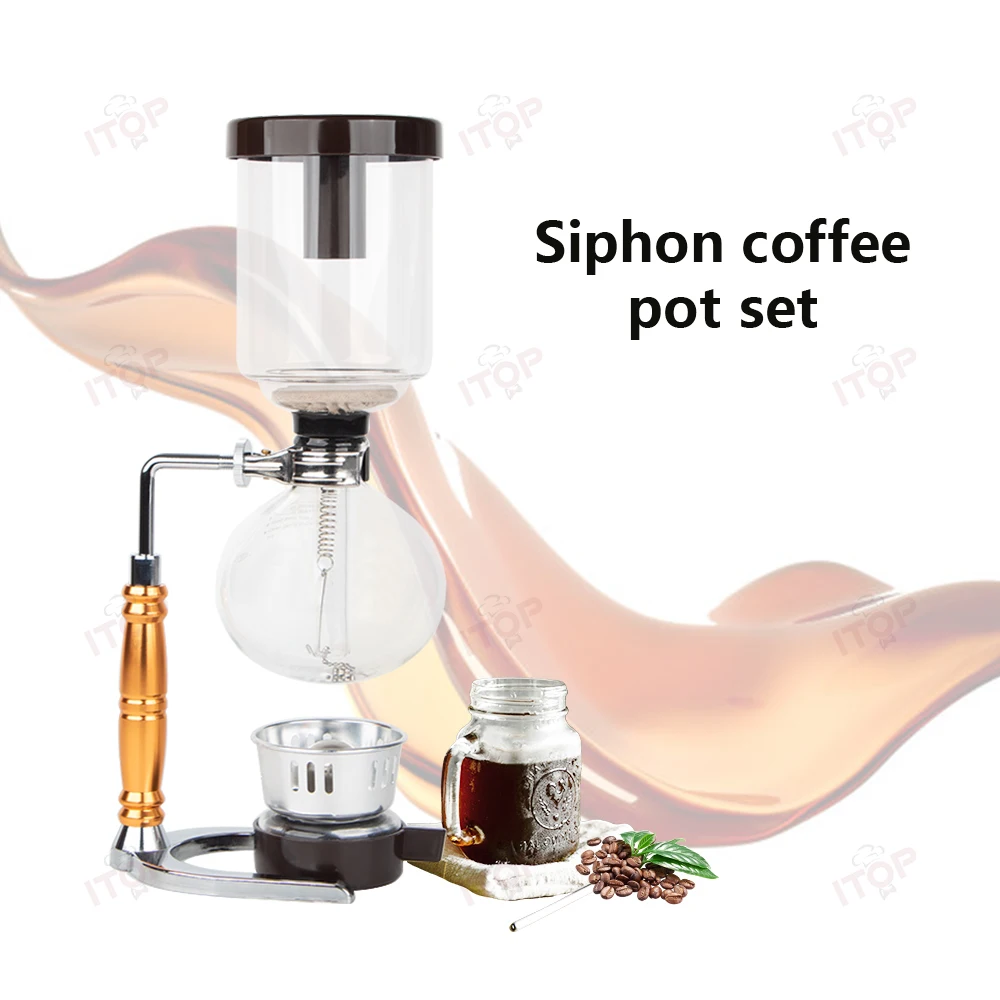 ITOP LRSCP 300/500ML Siphon Coffee Pot Set Glass Teapot Coffee Utensils Manual Coffee Machine Siphon Pot Siphon Coffee Tools