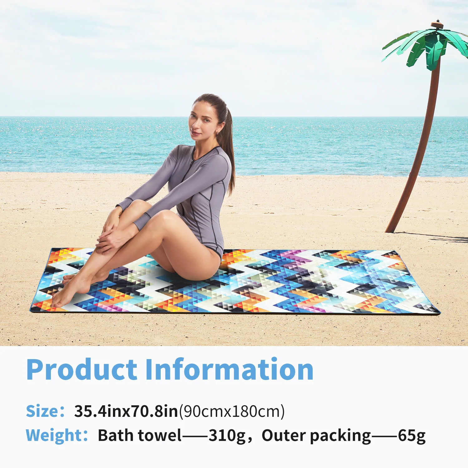 HiTurbo Ultra Lightweight Bohemian Microfiber Beach Towel - Quick Drying & Super Absorbent