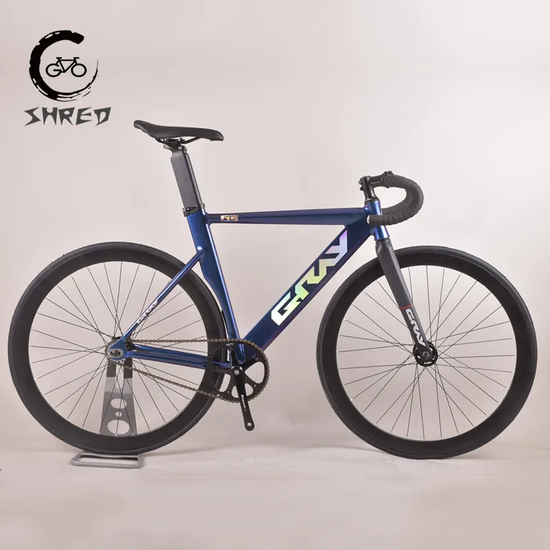 Quadro de bicicleta com garfo de alumínio, 48T Crankset, V freio, Fixie, única velocidade, corrida, estrada, cinza, 700C, 48 cm, 52 cm, 56cm