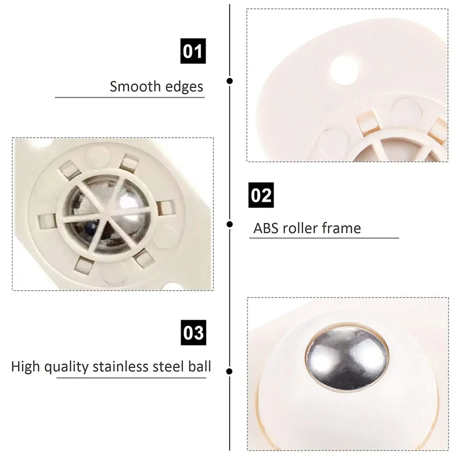 Self Adhesive Universal Wheels Casters 360 Degree Rotatable Ball Pulley Mini Swivel Casters Wheels For Small Furniture 4Pcs