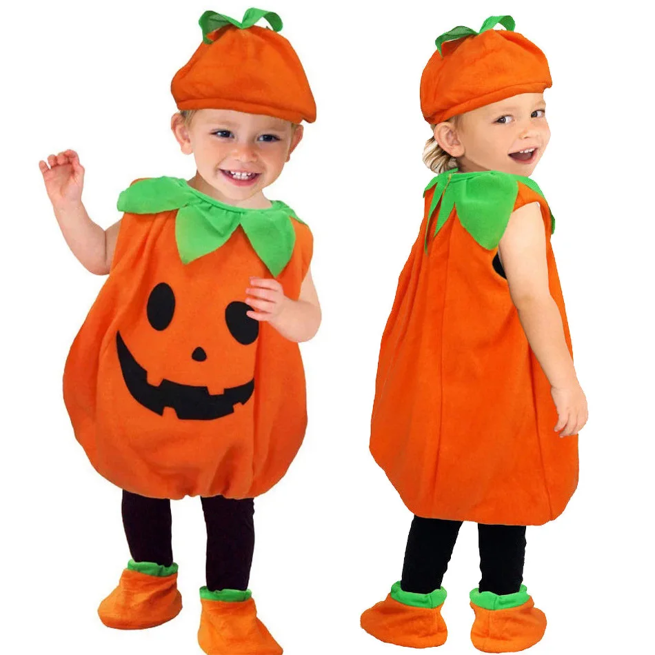 MOMBEBE COSLAND Déguisement Bébé Garçons Citrouille Barboteuse Halloween Costume,Geuille,0-6 Mois (70