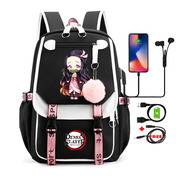 Demon Slayer Nezuko Backpacks for Men Anime School Bag for Teenager