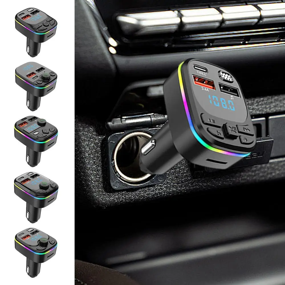 FM Transmitter for Car LED Display Car MP3 Player Wireless FM Transmitter 5.0 USB C Car Charger Multifunctional Car Radio Music