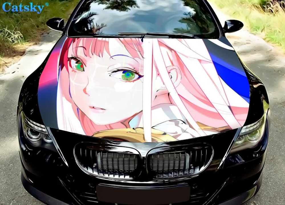 

FRANXX Zero Two Car Hood Sticker,Custom Car Hood Decoration,Hood Protection Cover,Vinyl Car Sticker,Car Body Side Color Decal