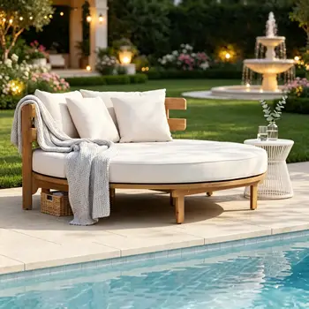 Round Acacia Wood Daybed 1