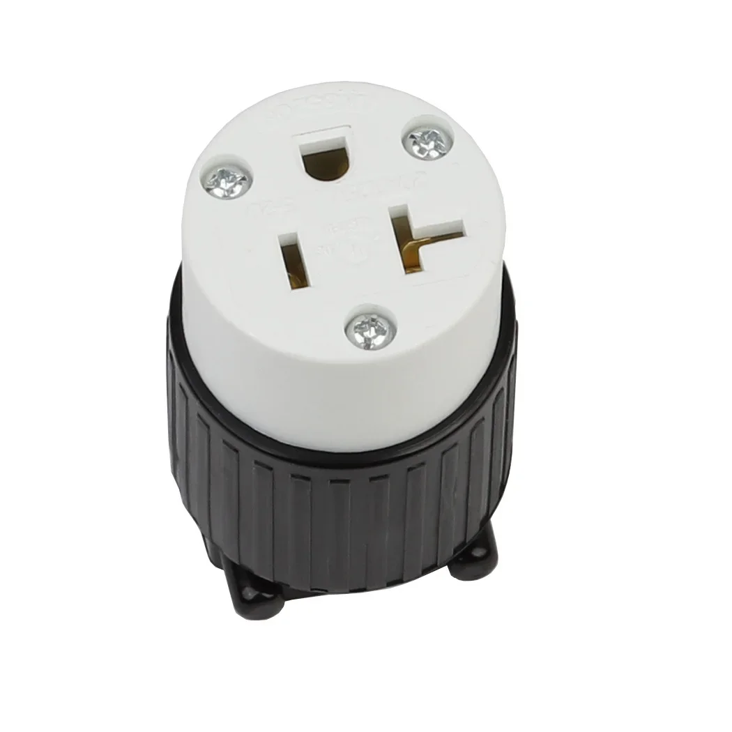 NEMA 5-20R Straight Blade Connector, Female Plug Replacement Cord Outlet, 20 Amp, 125 Volt, 2 Pole, 3 Wire Grounding,