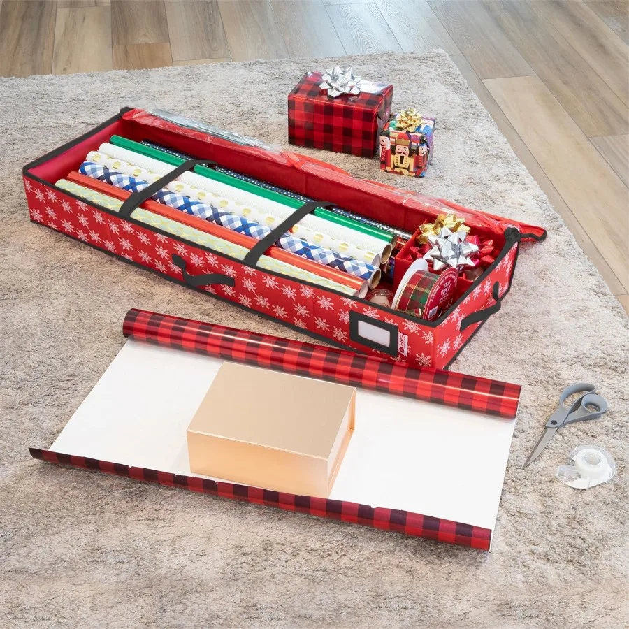 Premium Wrapping Paper Storage Container with Durable 600D TearProof Material for Organizing Up to 27 Paper Rolls Additional Po