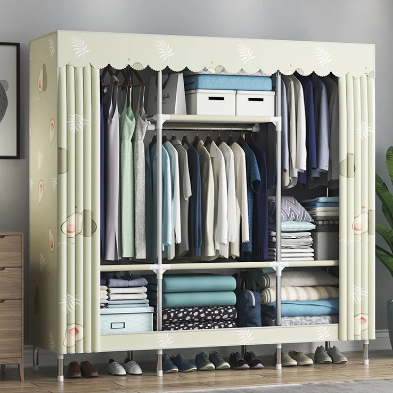 

150x45x170cm Extra Strong Linen Wardrobe Armarios Durable Portable Wardrobe Clothes Storage Organizer Closet with Hanging Rack