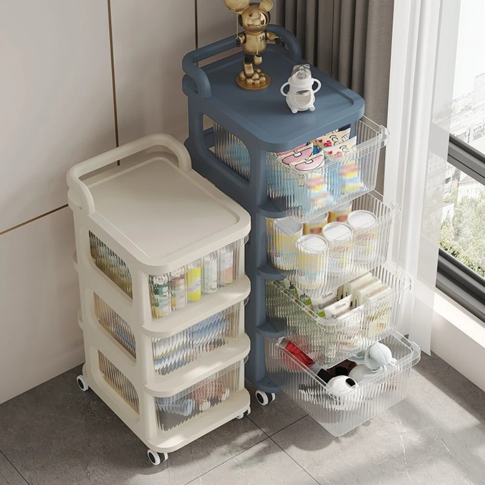 Storage rack rolling storage cart Snack Drawer Storage Rack Multi-Layer Acrylic Transparent Snack Rack Baby Product Storage Cabinet Mobile Toy Small Arrange Cart