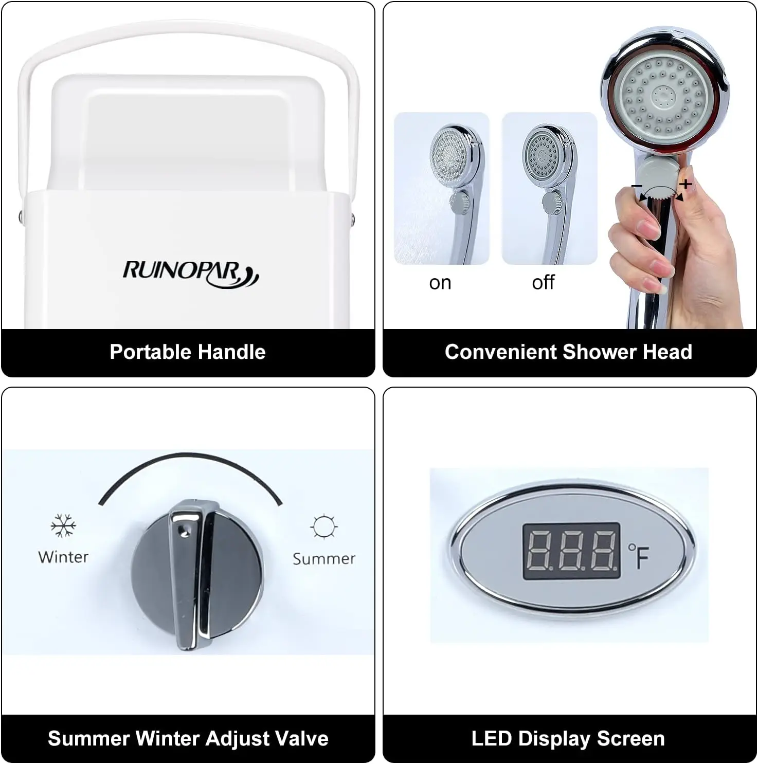 Water Heater Propane Tankless-6L 1.58GPM RV on demand Hot Gas Outdoor Digital Display Water Heater for Camping,Boat,Cabins