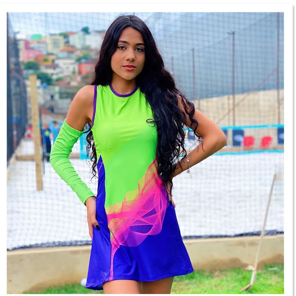 Vestido deportivo de tenis para mujer, vestido deportivo sin mangas con pantalones cortos, traje de bádmintain para exteriores,