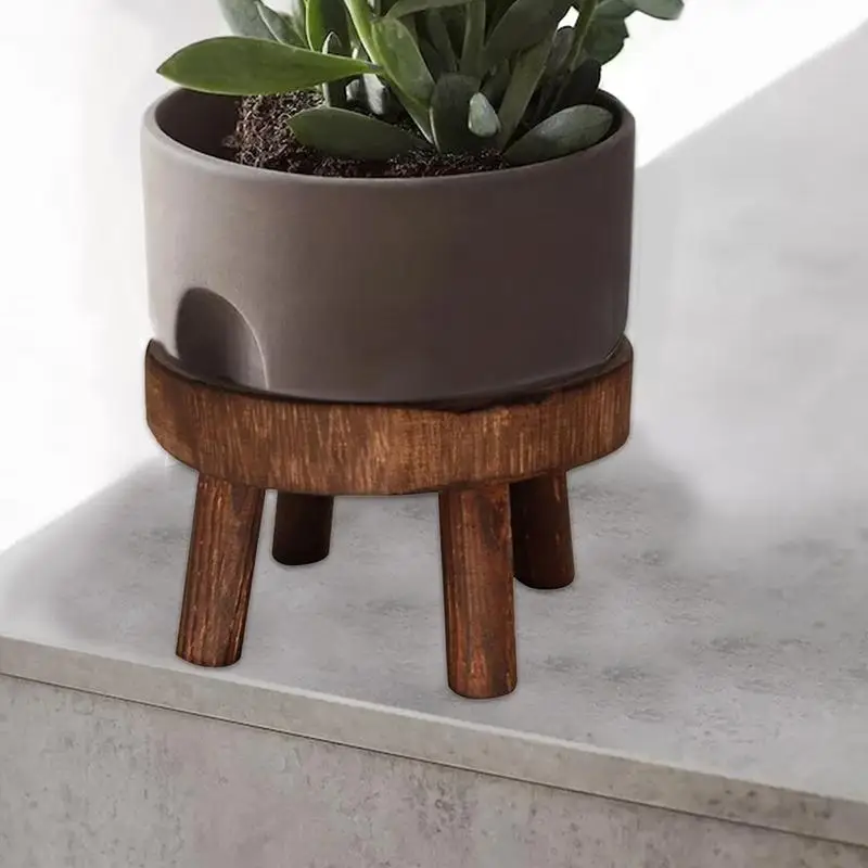 Garden Flower Pot Stand Solid Wood Round Bench Flower Pot Holder Plant and Succulent Base Display Stand Stool Home