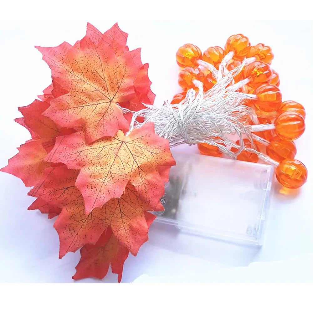 1.5M 3M 6M LED Pumpkin Maple Leaves Light String Garland USB/Battery Powered Fairy Lights Christmas Halloween Party Decorations