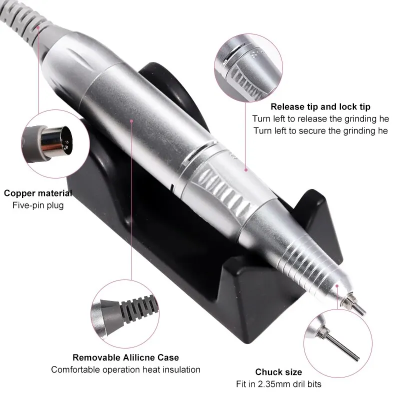 High-Speed Professional Electric Nail Drill Machine - Quiet Manicure & Pedicure Kit with Nail File and Cutting Tools