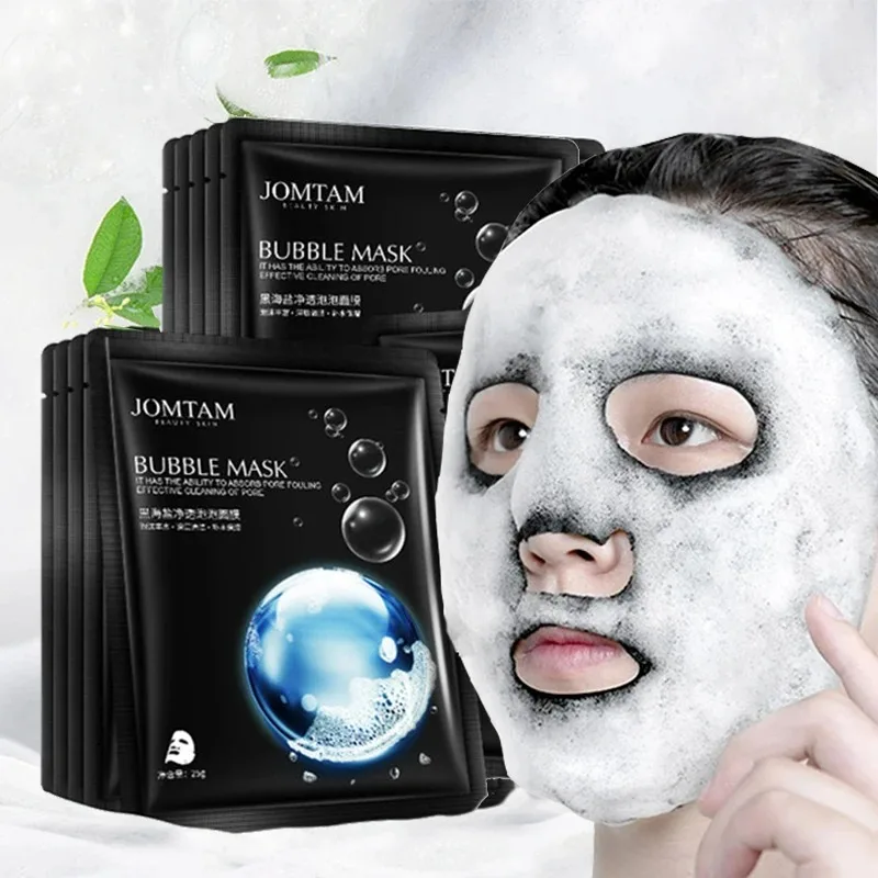

1pc Black Sea Salt Pure Moisturizing Bubble Facial Mask Deep Cleansing Oil Control Skin Rejuvenation Shrink Pore Foam Black Mask