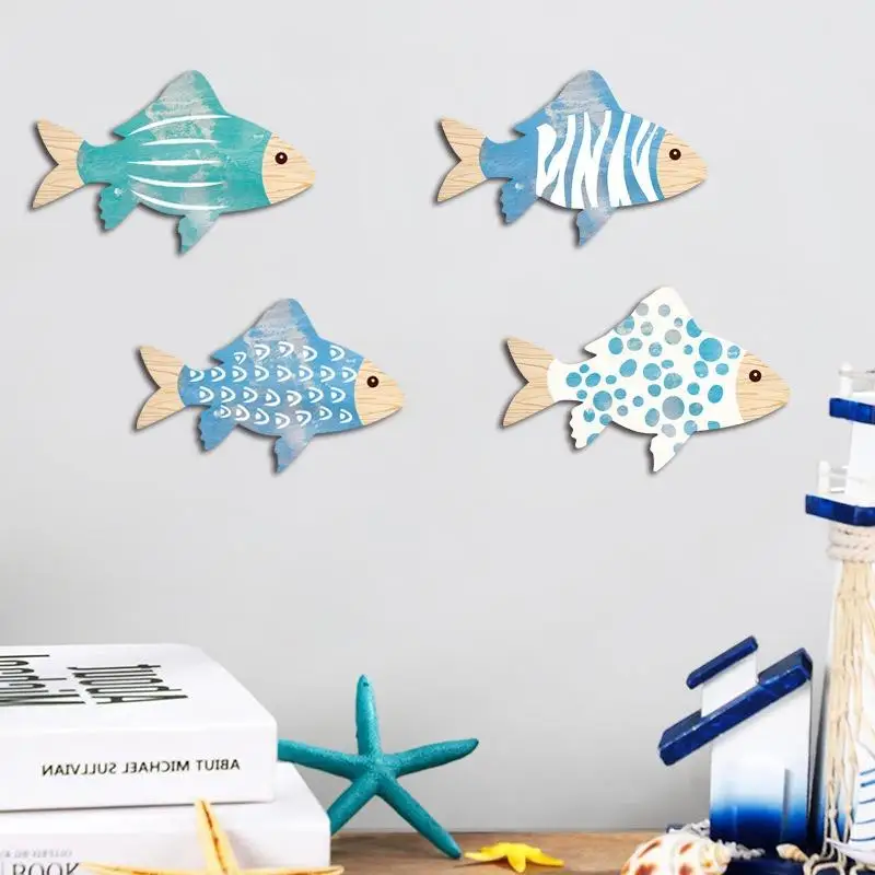 Nautical Wooden Fish Wall Art - Beach-Themed Marine Sculpture