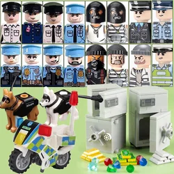 City Traffic Police Building Blocks Thief Figures Prisoner Diamond Safe Box Strongbox Treasure SWAT Moto Dog Bricks Toys Gift