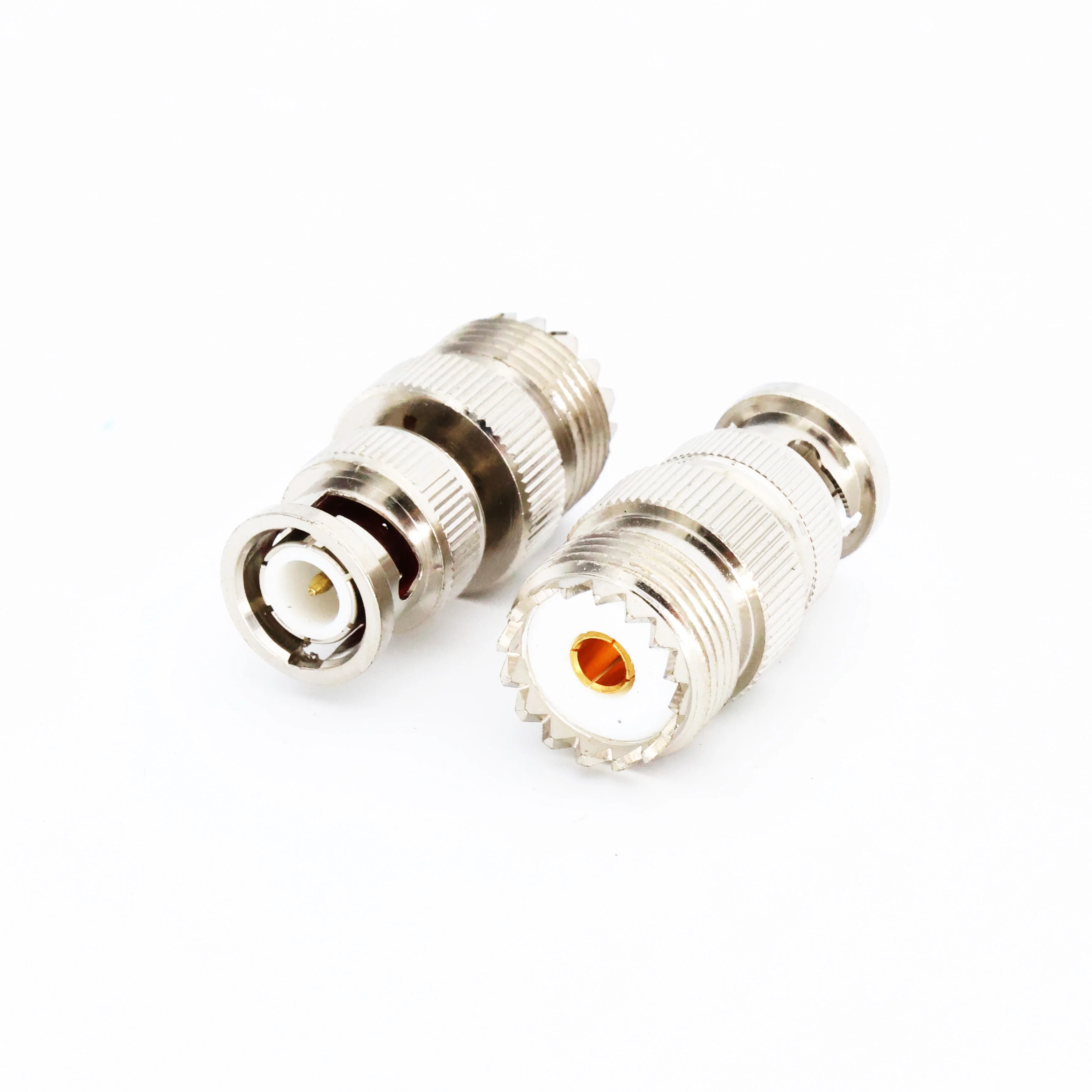 2pcs Cleqee BNC Male to UHF SO239 PL-259 Female RF Coaxial Adapter BNC to UHF Coax Jack Connector free shipping 2pcs p 330 p 046e p 004e p 029e p 037e power plug female rhodium plated gold plating copper connector