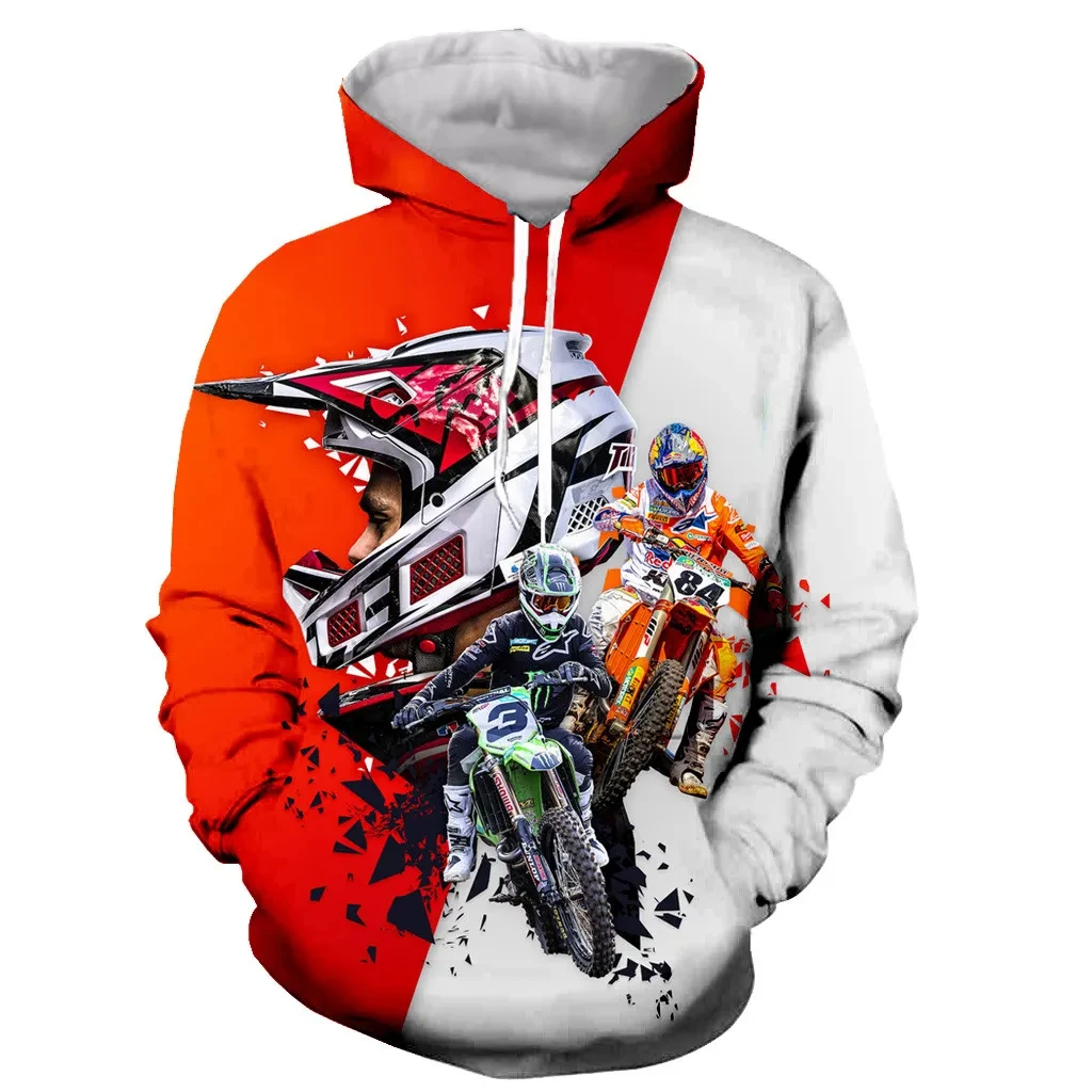 Motorrad Motocross Gedruckt Hoodies für Männer Neue Mode Lange Ärmel 3D Sport Sweatshirts Jacke Übergroße Kleidung – Detail 5