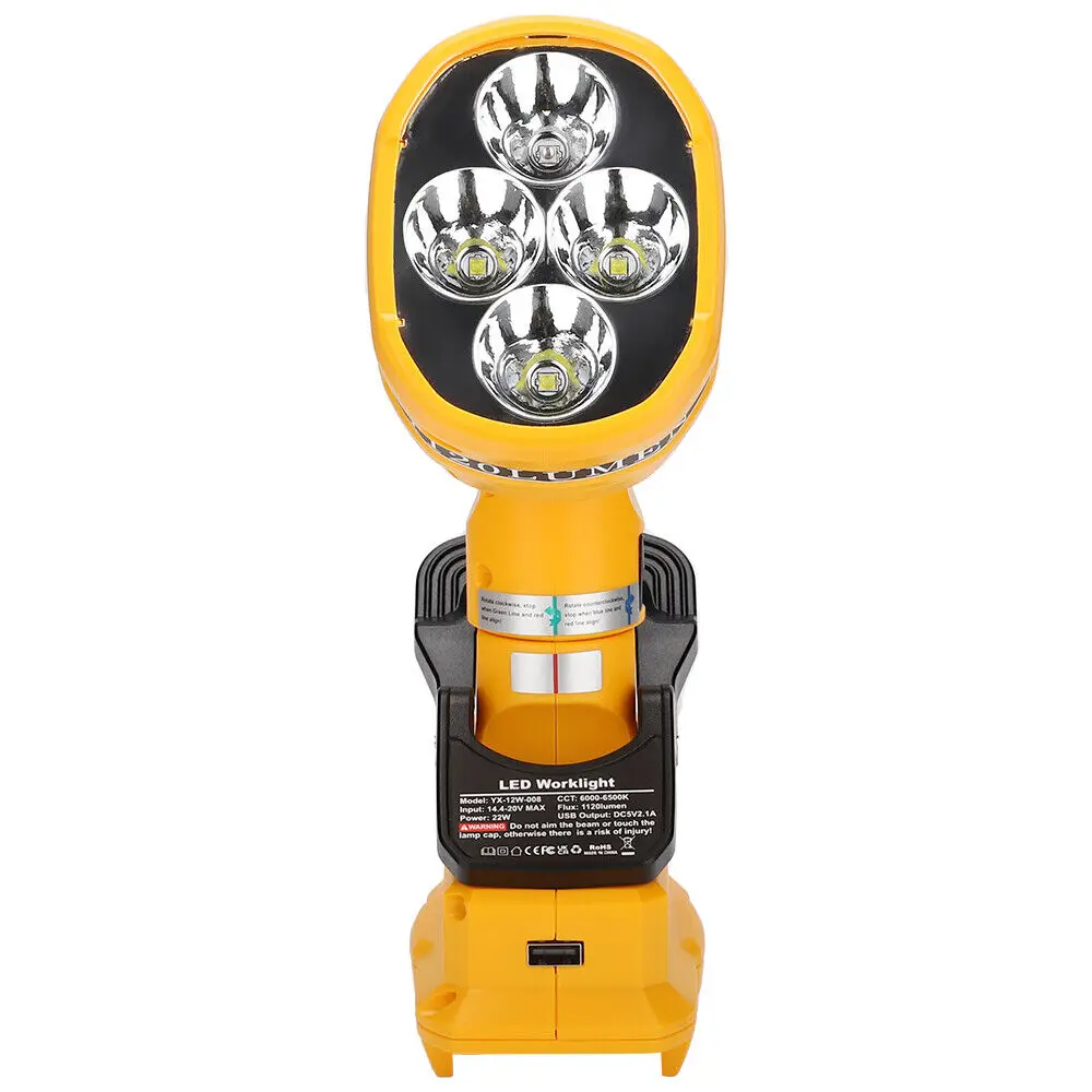 For Dewalt 20V Li-ion Battery Cordless LED Work Light 1120LM Flashlight Portable