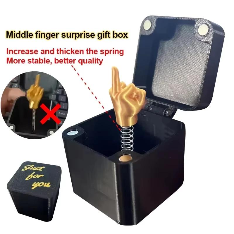 Middle Finger Surprise Gift Boxs Christmas Fun Prank Gift Offices Desk Home Decor Gift Decoration Toys Children Miniature Items