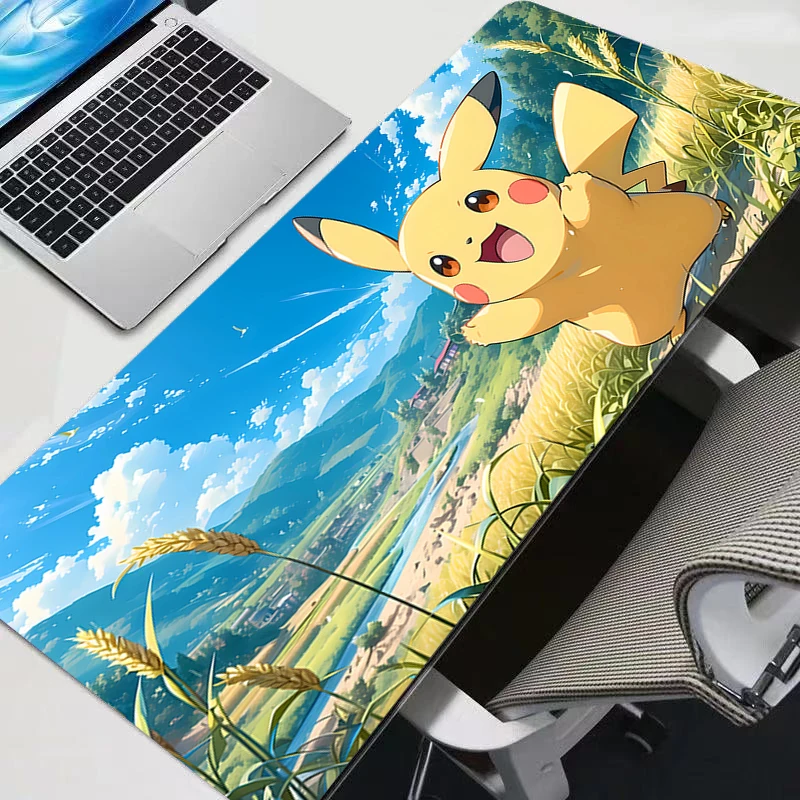 Large Gaming P-pokemon Pikachu Mousepad Keyboard Pad Gamer Mouse Pad on The Table Speed Desk Mat Anime 900x400 Soft Mouse Mats 6