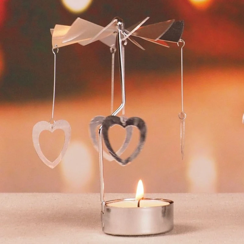Rotating Candle Holder With Tray - Gold Spinning Tea Light Holder For Christmas, Wedding Table Decor