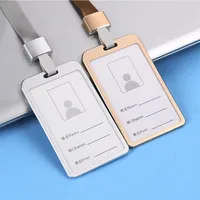 1Pcs Aluminum Alloy Work Name Card Holders Business Work Card ID Badge Lanyard Holder Men Women Metal ID Business Case 2