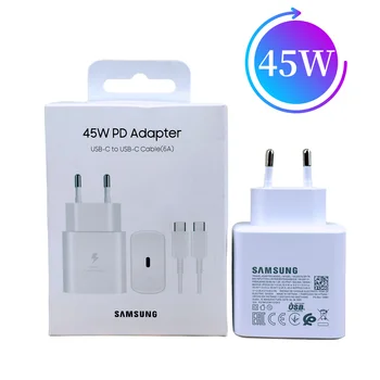 Caricabatterie originale Samsung 45W Adattatore di tipo C a ricarica super veloce per Galaxy S23 S24 Ultra S20 S22 S21 + Z Fold 5 4 3 Flip 5 4 3 Telefono
