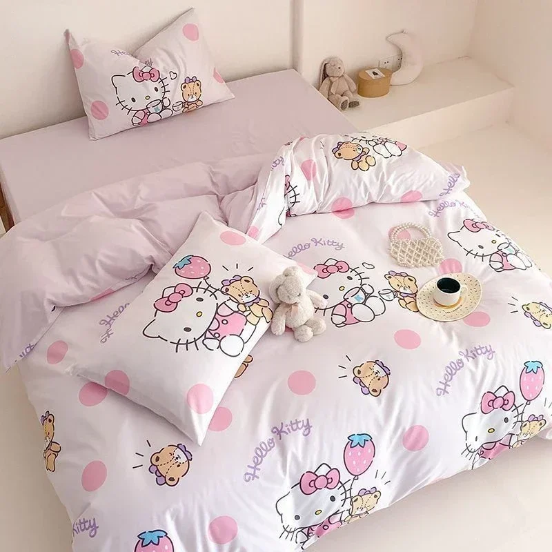 

New Sanrio Hello Kitty Cinnamoroll Kuromi My melody anime peripheral pure cotton simple four-piece set girly heart kawaii gift