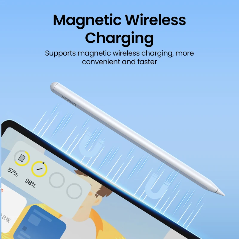 Caneta Stylus Ugreen-magnética para Apple Pencil Carregamento sem Fio Bluetooth Palm Rejeição Tilt Pen para Ipad Pro 12 Air Mini 2023 - Imagem 4