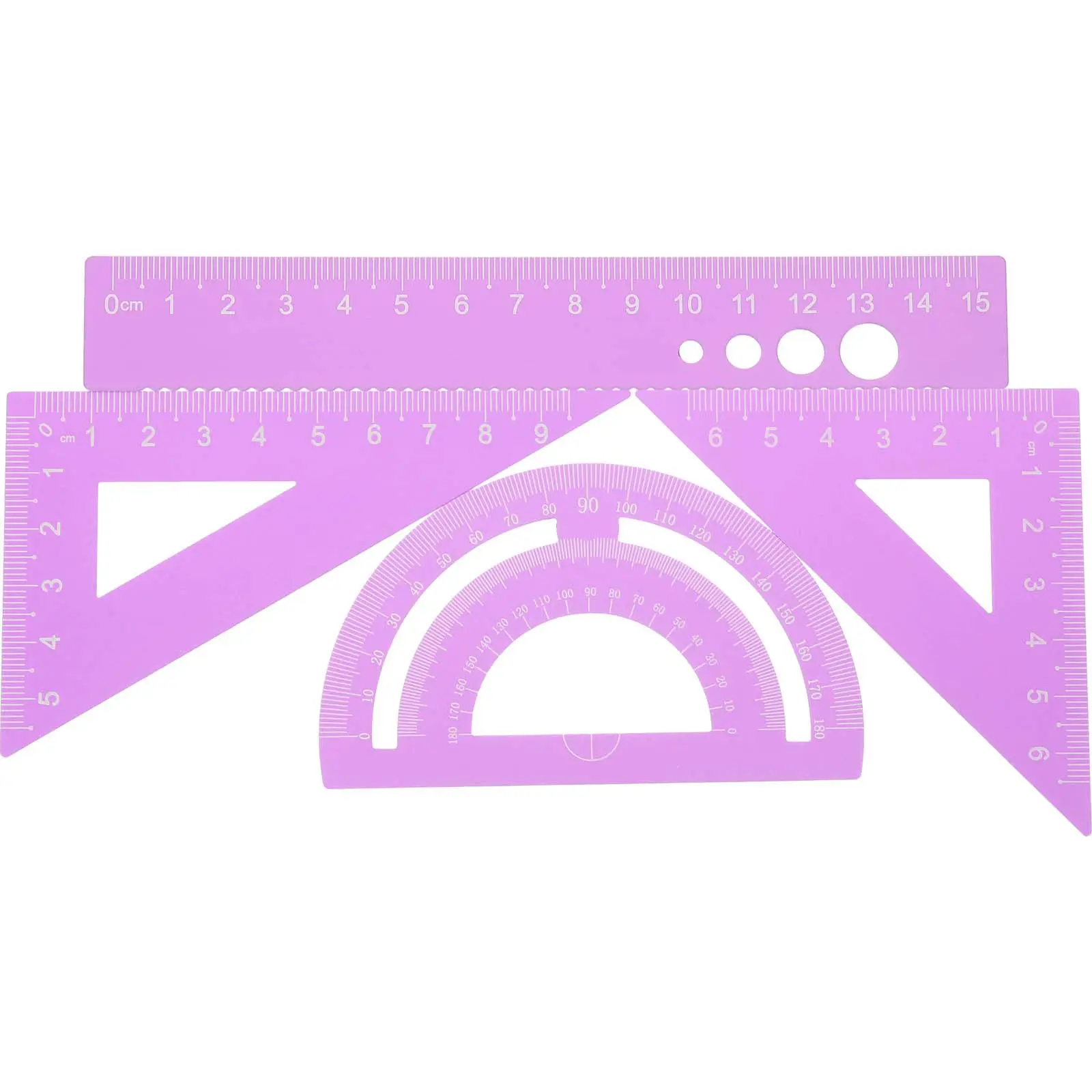 4Pcs 수학 기하학 자 세트 알루미늄 합금 전문 드로잉 측정 도구 사무실 학교 문구 각도기 삼각형