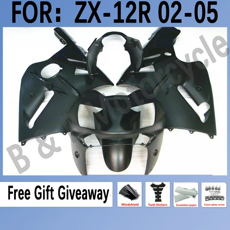 

NEW ABS Injection Mold Fairings for KAWASAKI ZX-12R 2002-2005 ZX 12R ZX 12R 02 03 04 05 Bodywork Fairings Set Matte Black