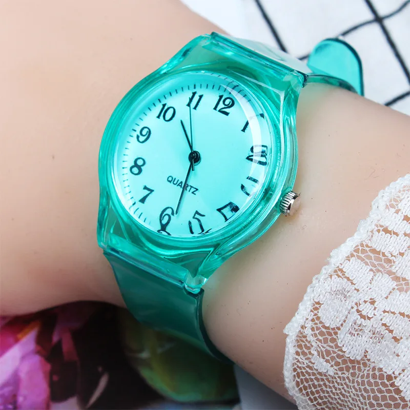 

Kids Watch Children Quartz Watches Wristwatch Jelly for Girl and Boy Clocks Sport Baby Student Transparent Plastic Montre Femme