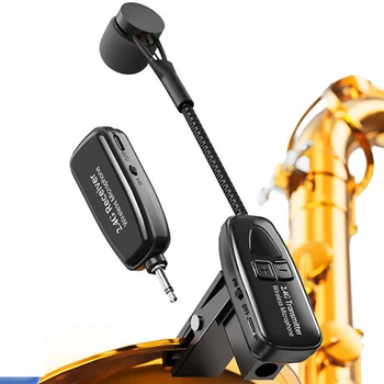 Sax Microphone UHF Wireless Instruments Sound Wireless Receiver Transmitter 98ft Range for Trumpets Saxophone Orchestral