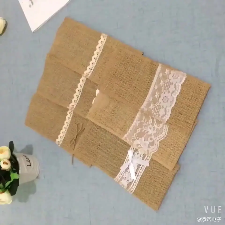 10 Sacchetti Portaposate In Iuta Con Pizzo – Vintage Per Matrimonio, Feste, Compleanni, 21x11 Cm - 3